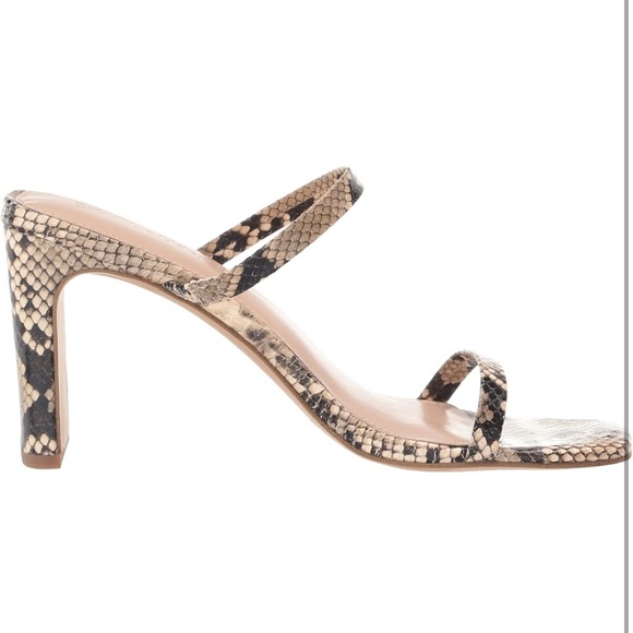 The Drop Women's Avery Square Toe Two Strap High Heeled Snakeskin Sandal NWT - Picture 7 of 14